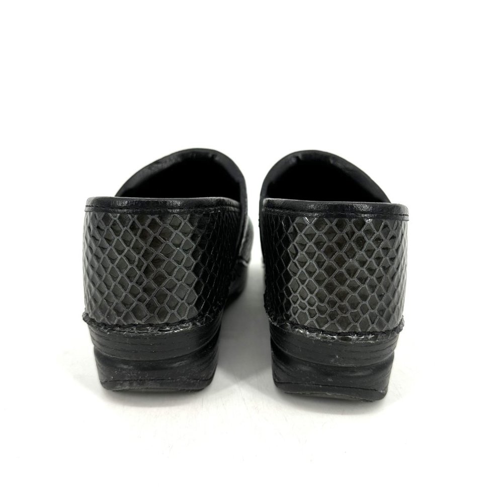 Dansko XP Patent Leather Faux Reptile Skin Charcoal Grey Silver Mule Clog 38 - Picture 3 of 8